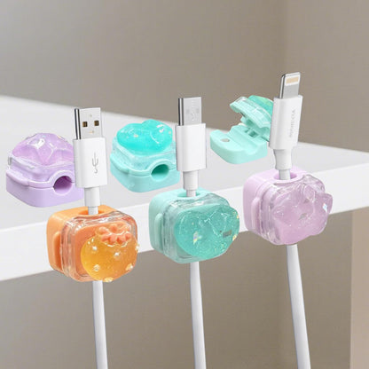 9Pack Magnetic Cable Clips for Nightstand, Adhesive Night-Glowing Cord Holder Organizer for Office Home Desk Wall Car (Star Cat Strawberry)