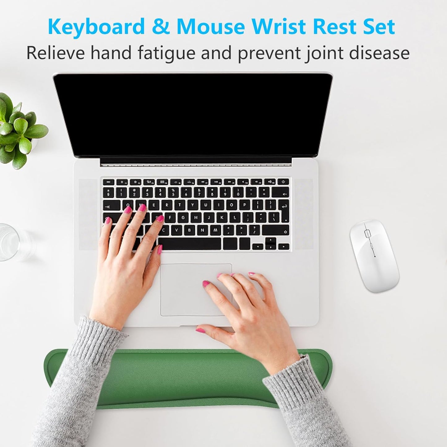 Dapesuom Enlarge Keyboard Wrist Rest, Cute Memory Foam Keyboard Wrist Cushion for Computer Desk Mats Support, Typing Pain Relief Ergonomic Mouse Pad Rests with Non-Slip Base for Gaming, Laptop, Purple