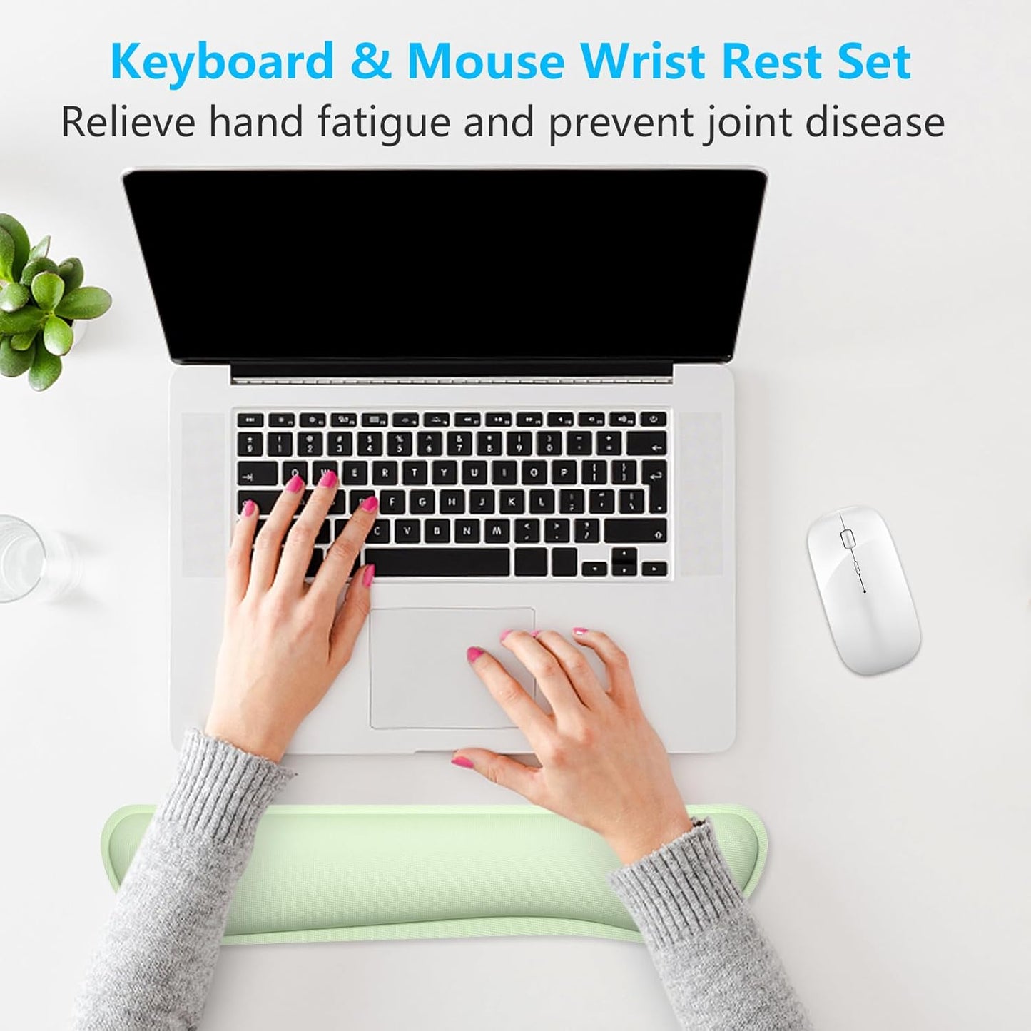 Dapesuom Enlarge Keyboard Wrist Rest, Cute Memory Foam Keyboard Wrist Cushion for Computer Desk Mats Support, Typing Pain Relief Ergonomic Mouse Pad Rests with Non-Slip Base for Gaming, Laptop, Purple