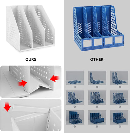 Marte Vanci Collapsible Magazine File Holder with 4 Vertical Compartments, Binder Holder for Desk, Desktop Binder Organizer for Notebook, Documents, Book, School Office Supplies(Black)