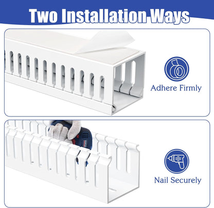 ZhiYo 2 x 2in Professional Server Rack Cable Management Raceway, 99in (6X L16.5in) Cable Raceway Kit, Electrically Safe PVC Open Slot Wire Raceway for Under Desk/Computer/Network Cords, Black