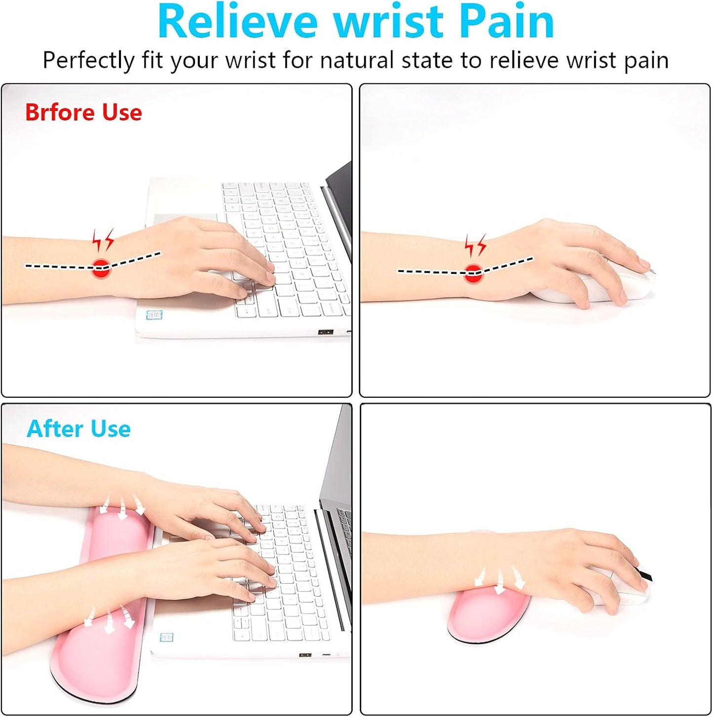 Dapesuom Keyboard Wrist Rest Set, Cute PU Leather Wrist Cushion for Computer Keyboard and Mousepad, Memory Foam Mouse Pad Rests Support with Non-Slip Base for Typing Pain Relief Laptop, Colonial White