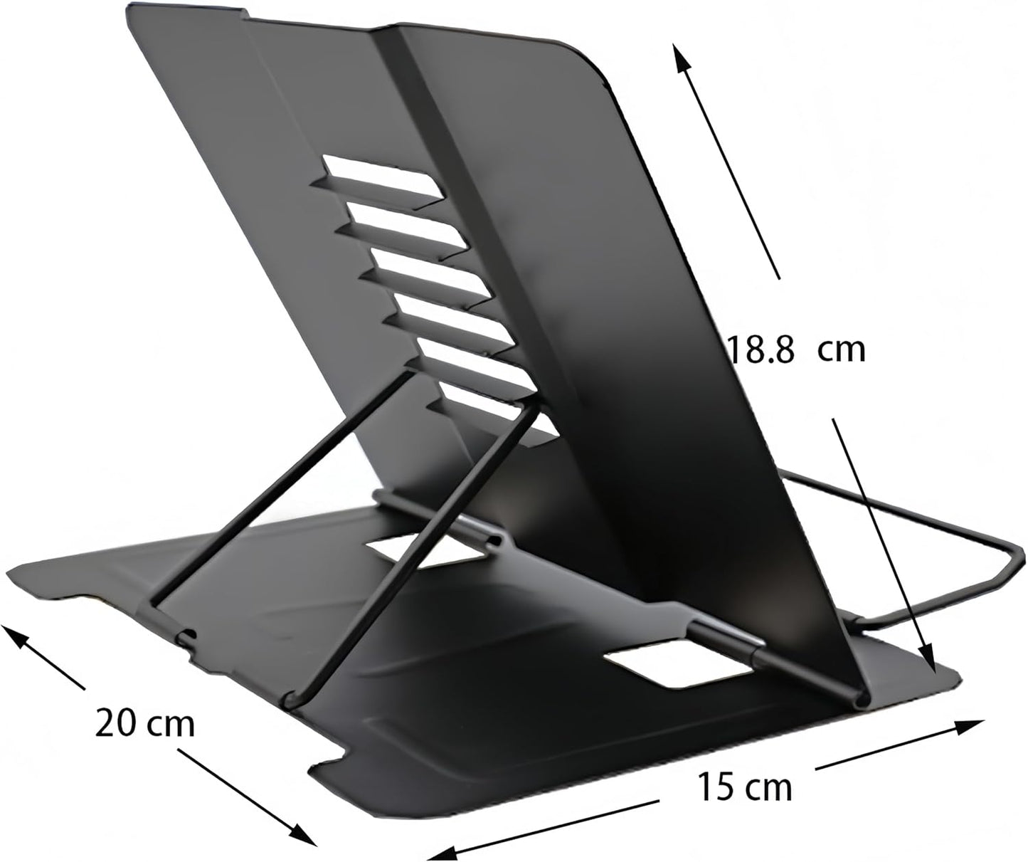 Azheeujy Metal Book Stand Folding Reading Book Holder with 6 Adjustable Angles and Paper Page Clip,Sturdy Desktop Book Holder for Cookbook,Magazine,Textbooks,Document,Music Book,Laptop,Tablet (Black)