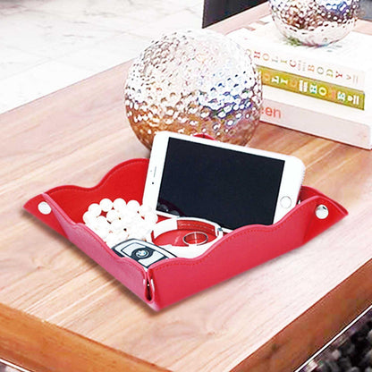 Valet Tray for Men Women 2 Pack - PU Leather Travel Catchall Tray Organizer - Desk Bedside Nightstand Storage Box for Jewelry Key Phone Remote Controller Wallet Watch Glasses Readers -White