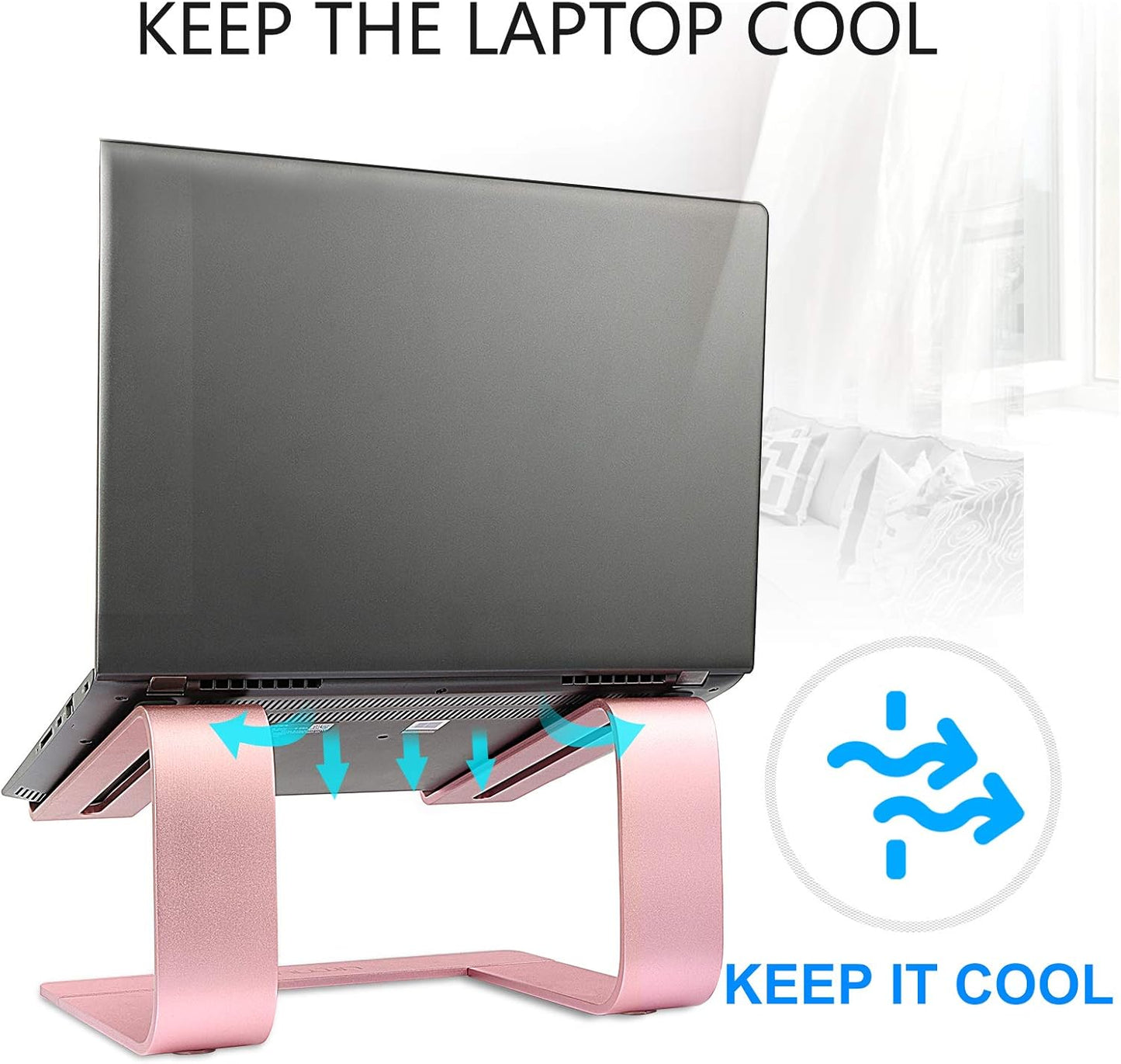 Urmust Adjustable Laptop Stand for Desk Aluminum Computer Stand for Laptop Riser Holder Notebook Stand Compatible with MacBook Air Pro Ultrabook All Laptops 11-17 inch (Black)