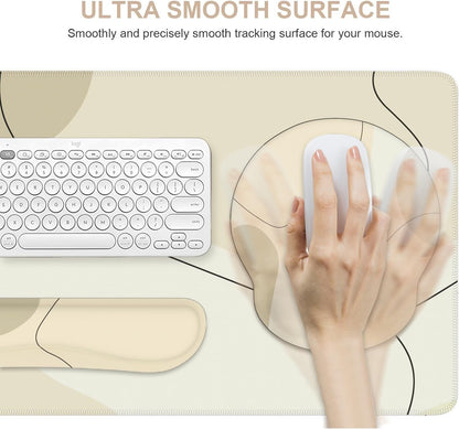 iCasso Desk Mat, Gaming Mouse Pad Wrist Support Set,4in1 XXL Large Mousepad + Keyboard Wrist Rest+Mouse Wrist Rest+Coaster Set with Ergonomic Design for Home Office Table Computer-Penoy