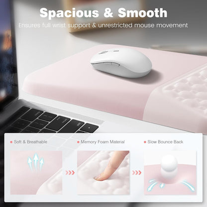 Ospelelf Mouse Pad with Wrist Rest and Keyboard Wrist Rest, Ergonomic Wrist Rest for Computer, Office, Gaming, Pink