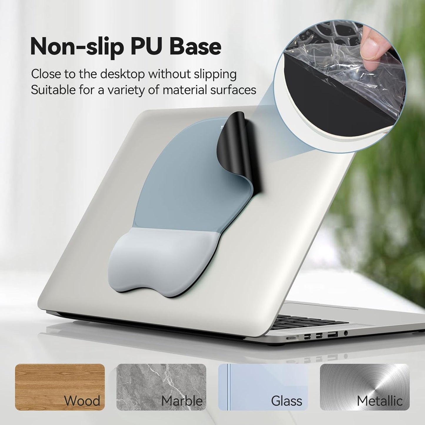 TECKNET Gel Mouse Pad with Wrist Rest, 3 in 1 Keyboard Wrist Rest for Pain Relief, Non-Slip PU Base & Easy Typing, Ergonomic Mousepad Set for Office & Home（Black）