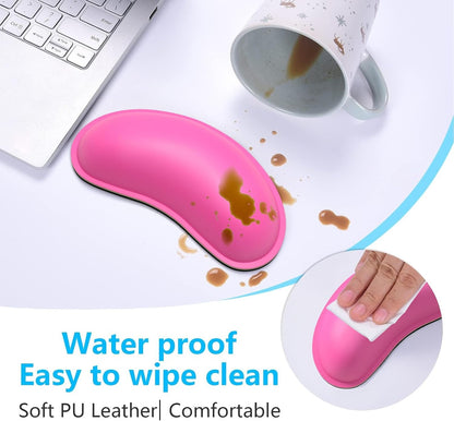 Dapesuom Keyboard Wrist Rest Set, Cute PU Leather Wrist Cushion for Computer Keyboard and Mousepad, Memory Foam Mouse Pad Rests Support with Non-Slip Base for Typing Pain Relief Laptop, Colonial White