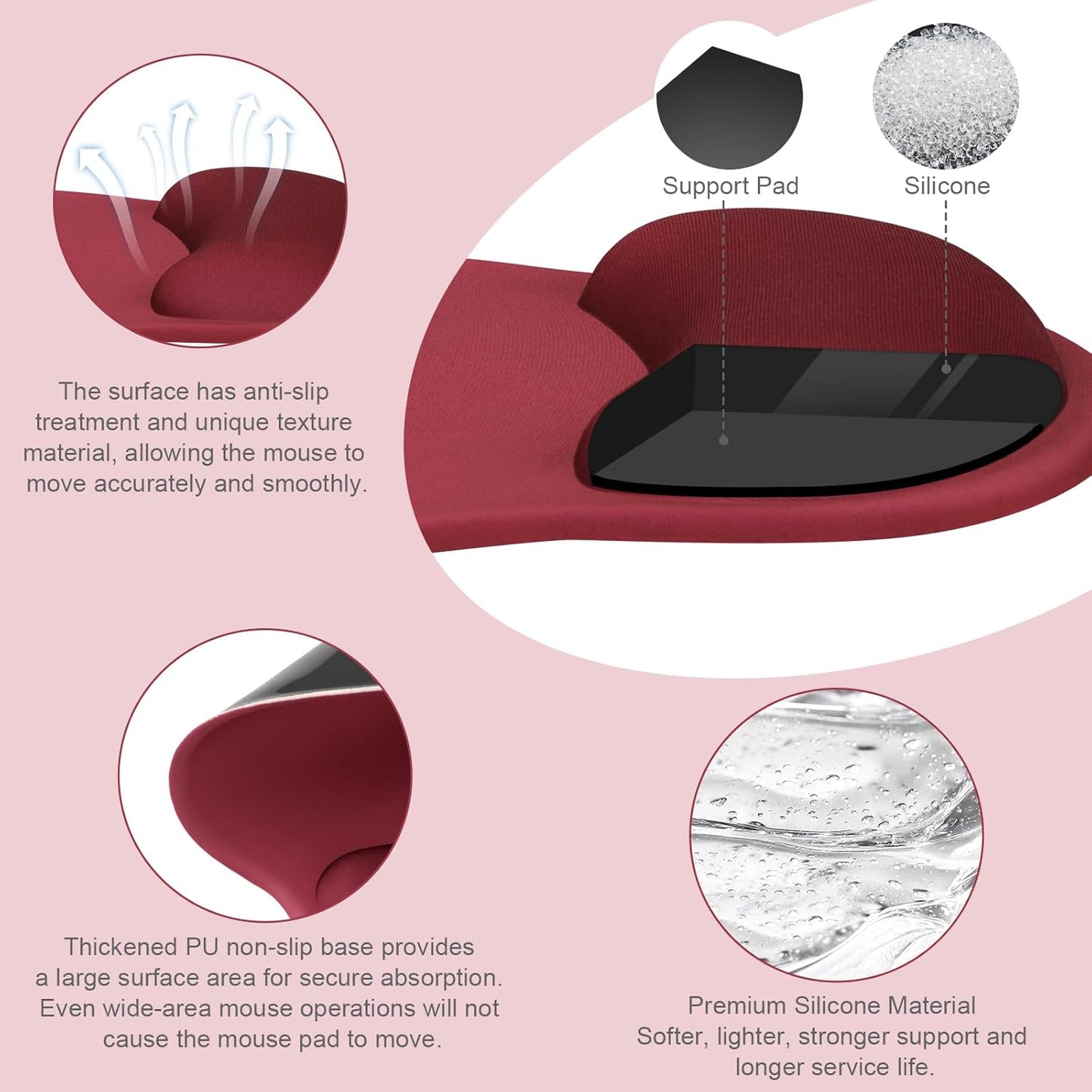 MOSISO Wrist Rest Support for Mouse Pad&Keyboard Set, Circle Curved Ergonomic Mousepad&Coaster Non-Slip Base Home/Office Pain Relief&Easy Typing Pad with Soft Cloth&Silicone Lining, Antique Green
