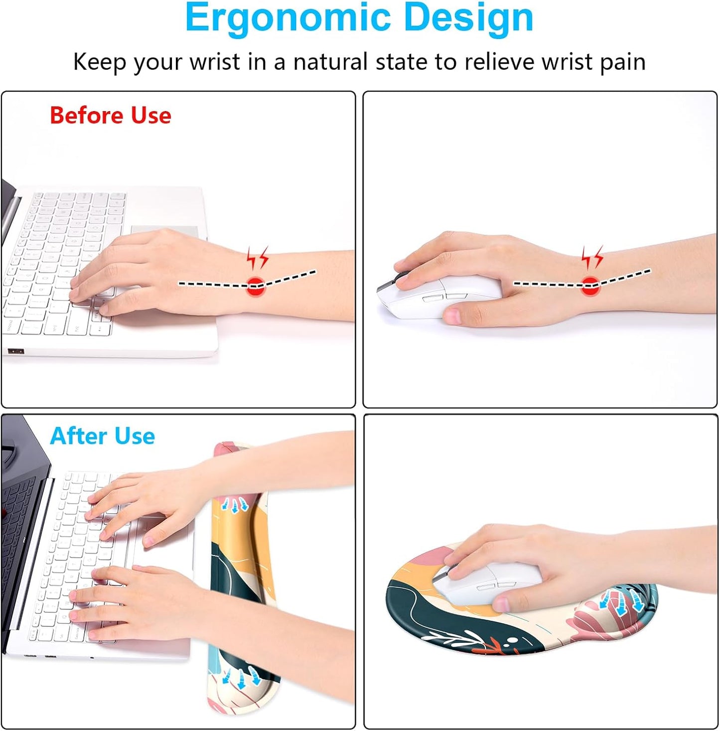 Dapesuom Keyboard Wrist Rest and Mouse Pad with Wrist Support, Cute Memory Foam Cushion for Keyboard and Mouse Set, Ergonomic Desktop Pad Rests with Non Slip Base for Easy Typing & Pain Relief, Pink