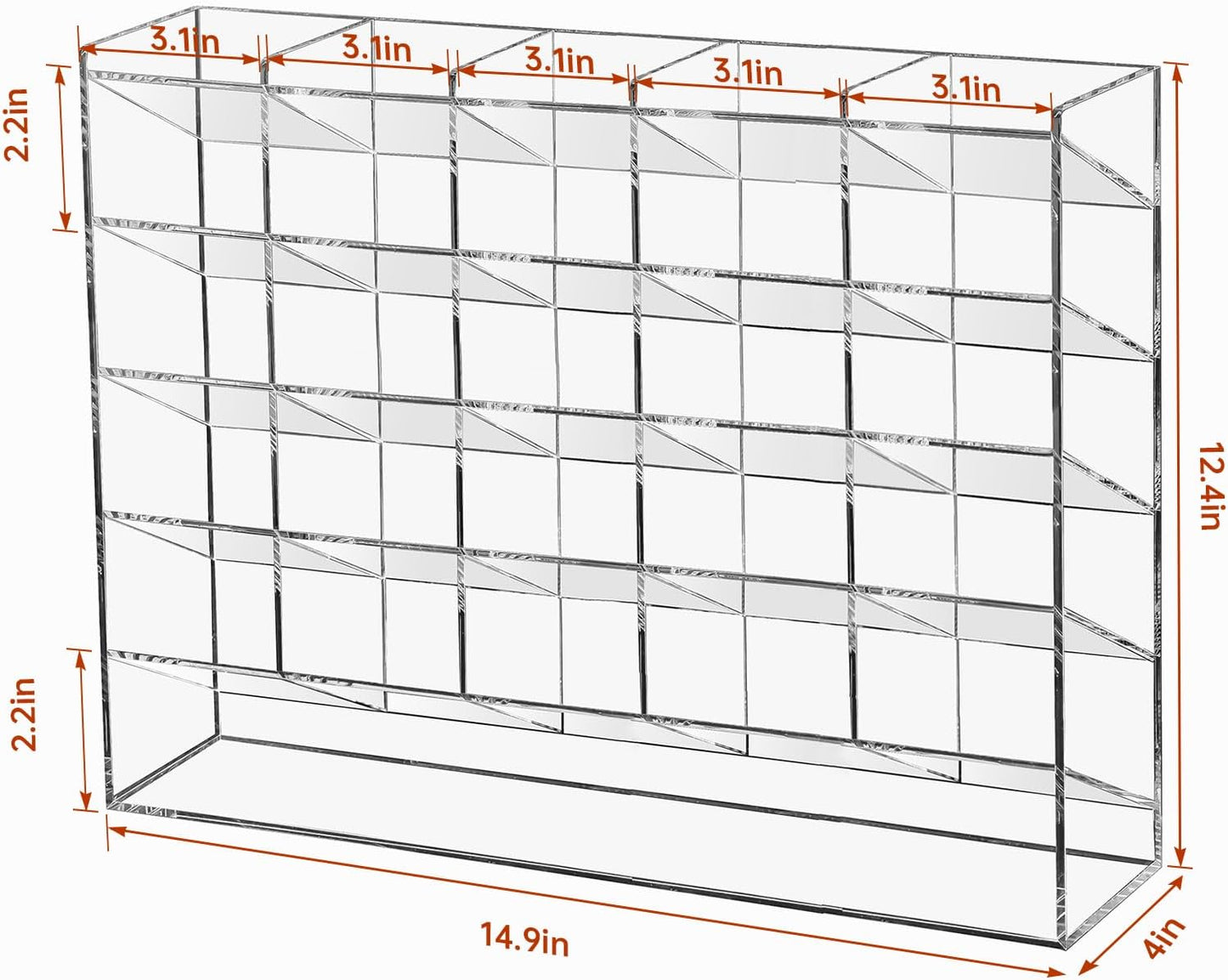 BEYGORM Acrylic Vertical Marker Organizer for 150 Markers with 13 Compartments, Clear Angled Pen & Pencil Holder, Large Desk Stationery & Art Supply Storage for Office & School (10.2 x 9.8 x 4 Inch)