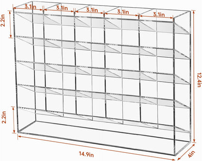 BEYGORM Acrylic Vertical Marker Organizer for 150 Markers with 13 Compartments, Clear Angled Pen & Pencil Holder, Large Desk Stationery & Art Supply Storage for Office & School (10.2 x 9.8 x 4 Inch)