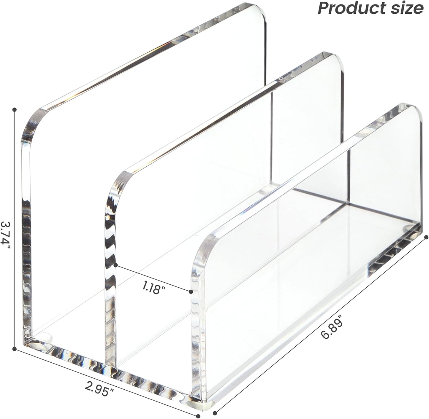 DINGHUO Acrylic Mail Letter File Holder Folder Organizer for Desk, 2 Sections Clear Countertop Small Document Notebook Electronics Desktop Organizer for Office Storage Home School