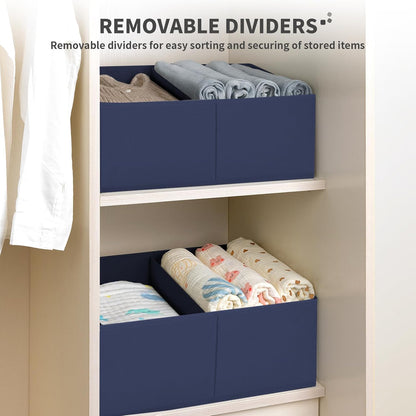 DIMJ Closet Storage Bins, 6 Pack Storage Baskets for Shelves, Foldable Closet Organizer with Handle, Linen Closet Organizers and Storage for Clothes, Toys, Towel, Books (Black)