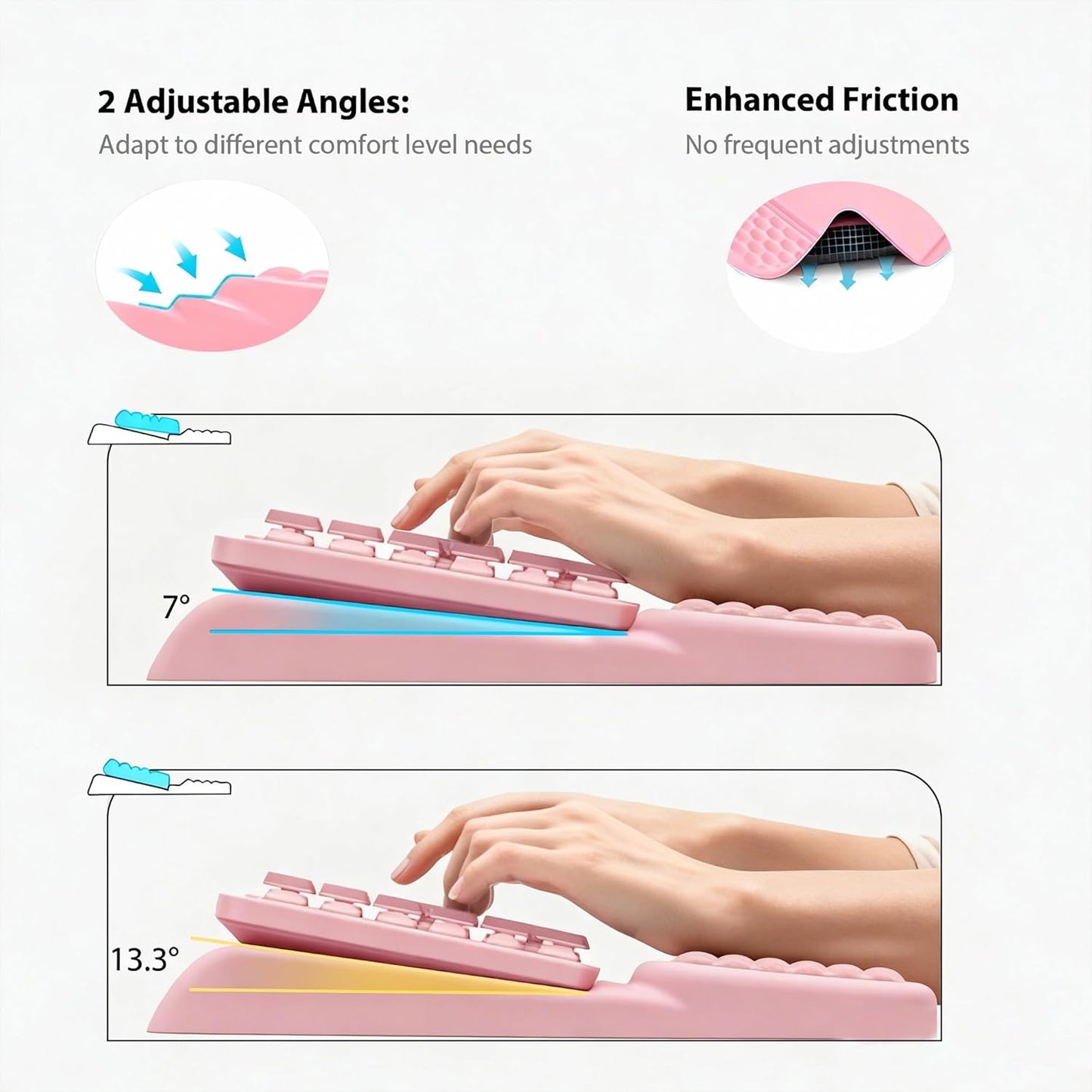 Wrist Rest for Keyboard, Ergonomic Keyboard Stand with Wrist Rest, Soft Memory Foam Wrist pad with Non-Slip Base & Dust Brush, Comfort for Office, Work, Gaming- Black