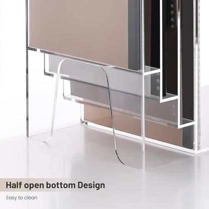 YUXUN Acrylic File Folder Holder, Vertical File Storage, Clear Desktop Organizer, 2 Pockets