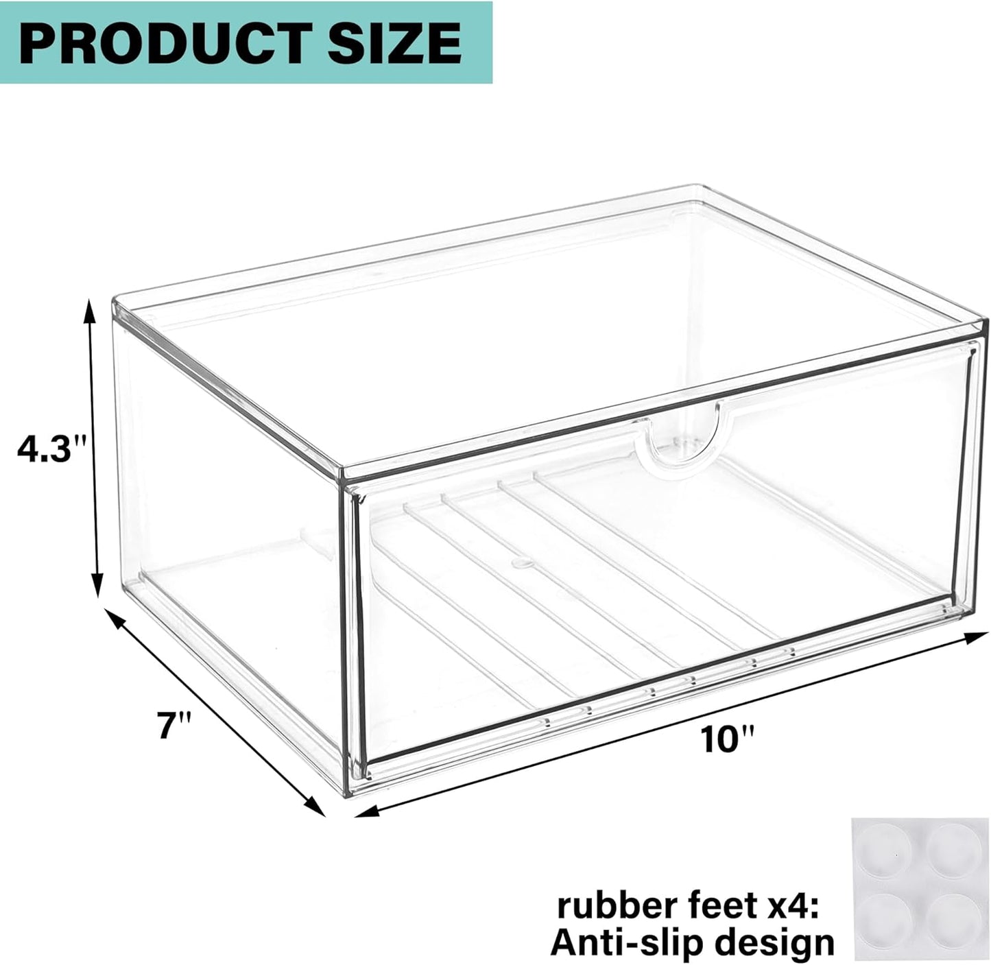 Prsildan Acrylic Makeup Organizer, 2 Pack Stackable Storage Drawers with 6 Drawers for Office Desk Vanity Craft Room Clear Drawer Organizers for Hair Accessories Art Supplies Cosmetics Modular System