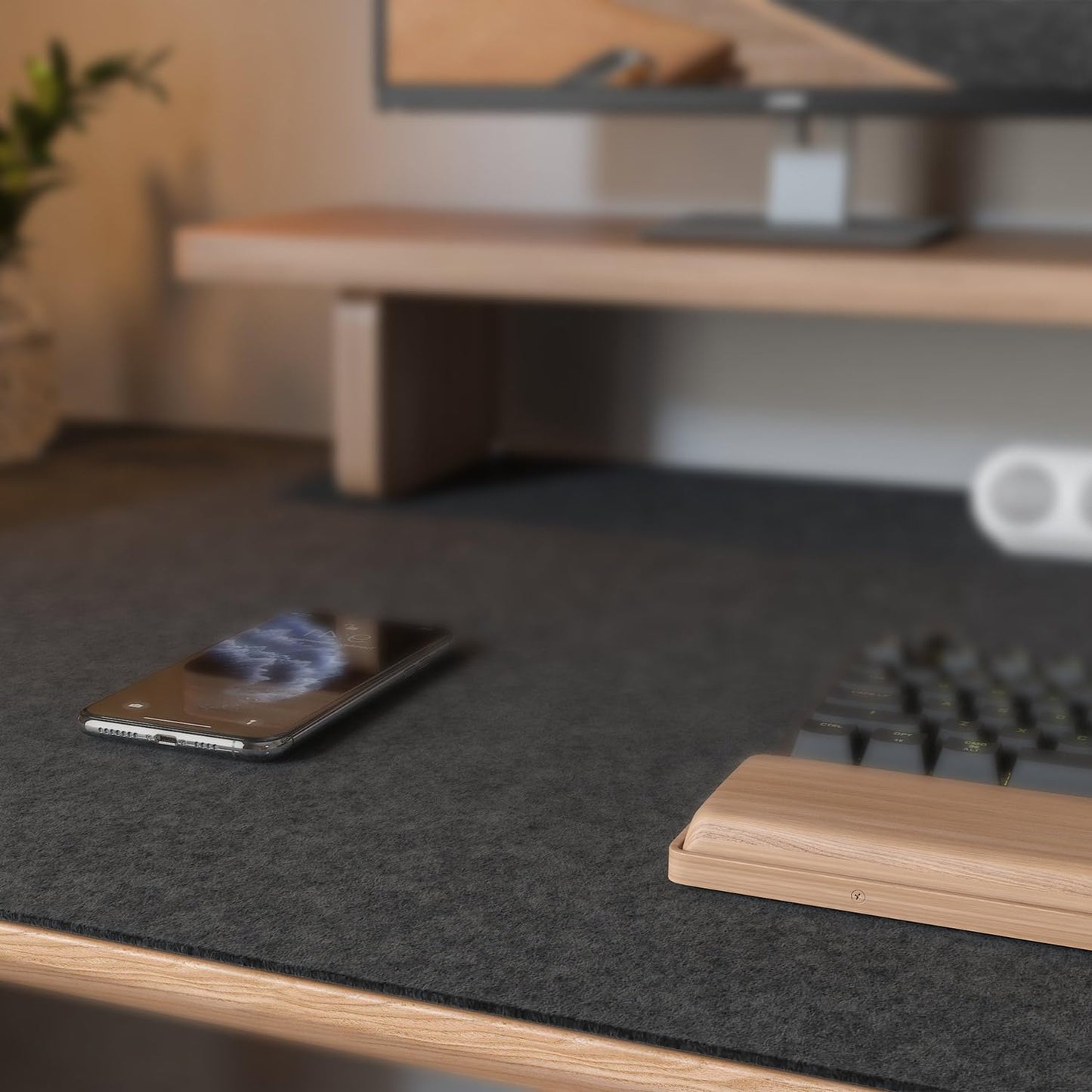 Felt Desk Mat | Computer Mat for Desk(36x12Inches) | Large Felt Mouse Pad and Keyboard Mat | Desk Protector for Office | Dark Gray