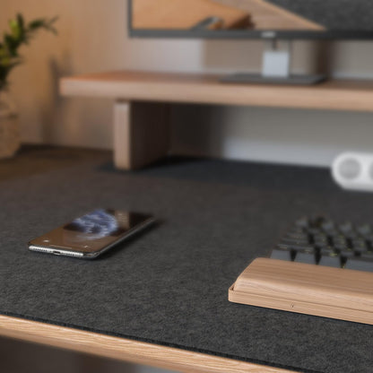DawnTrees Felt Desk Pad,Keyboard Mat (35.8" x 11.8"),Large Felt Mouse Pad,Computer Desk Mat XL,Desk Protector for Office (Light Gray)