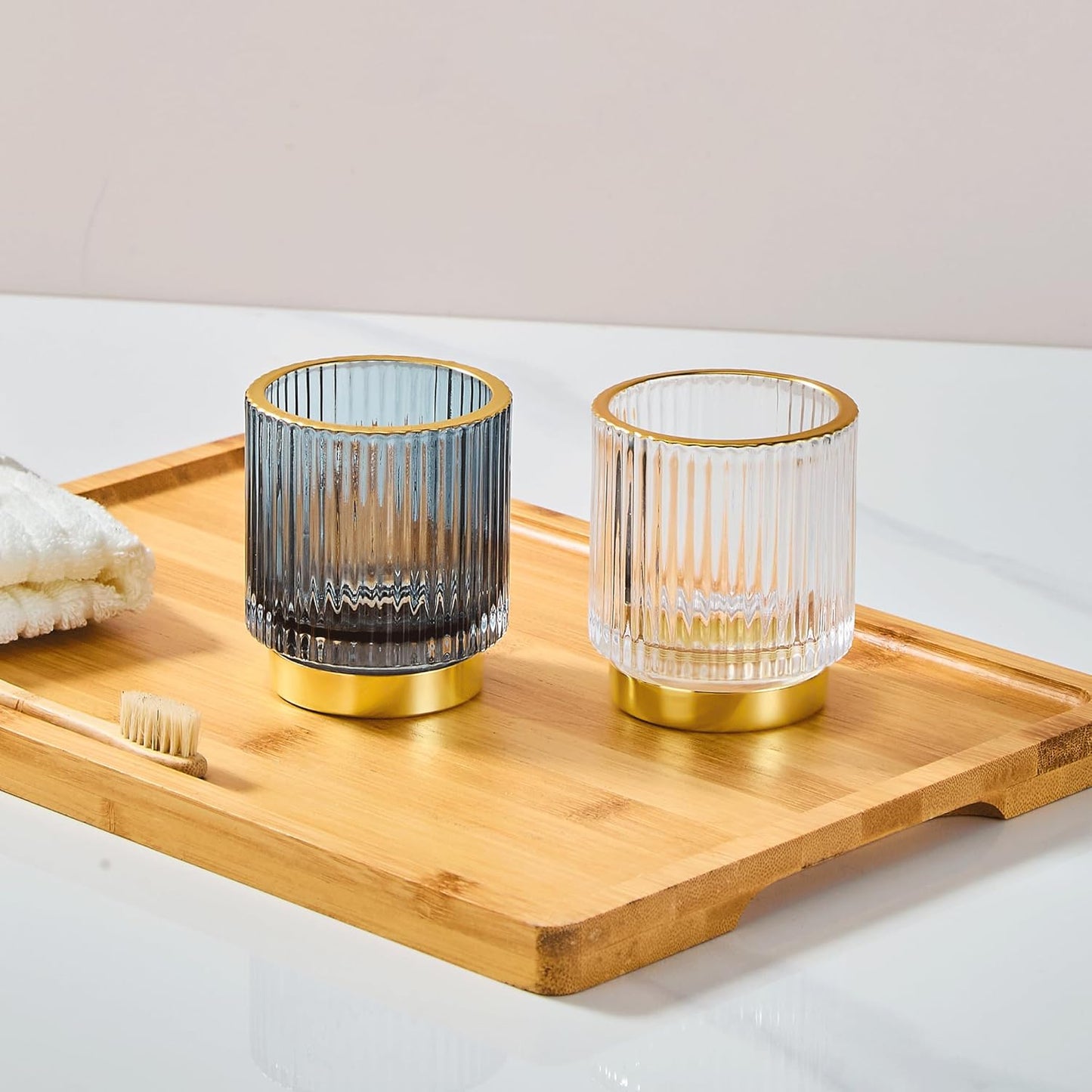 Makeup Brush Holder Organizer,Toothbrush Holders,Desk Pen Pencil Holder,Multifunctional Vintage Glass Brush Cup（L/Green/A3-6-US）