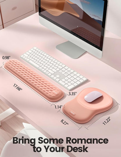 meatanty Keyboard and Mouse Wrist Rest Set, Ergonomic Wrist Pad Support, Computer Hand Palm Rest Combo, Memory Foam Typing Desk Accessory Carpal Tunnel Cushion, Laptop Office Home School-Blue & Black