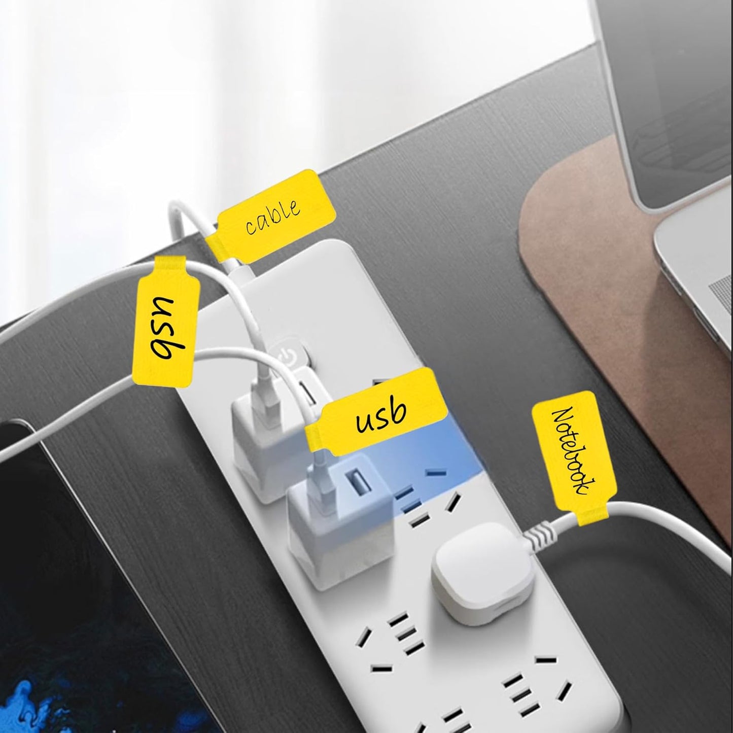60 Pieces Cable Labels & Reusable Hook and Loop Fastening Ties Set - 30 Pieces Cord or Wire Labels & 30 Pieces Labels for Electronic Cords, Home & Office Cord Management