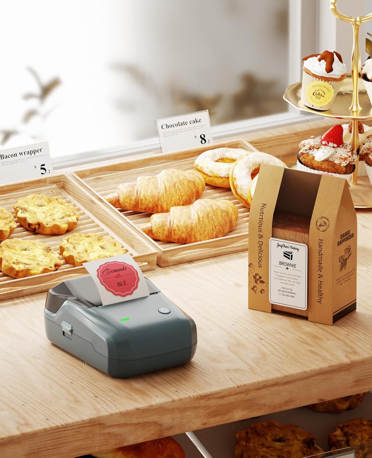 NIIMBOT B1 Label Maker Machine, Thermal Label Printer Easy to Use for Office, Home, Business, Came with 1 Roll White Label(Blue)