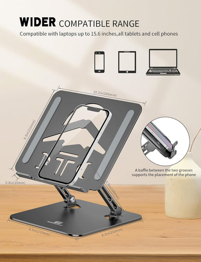 Laptop Stand, Ergonomic Adjustable Computer Stand for Collaborative Work, Foldable and Portable Heat Sink Computer Stands, Fits up to 15.6-inch Laptops (Orange)