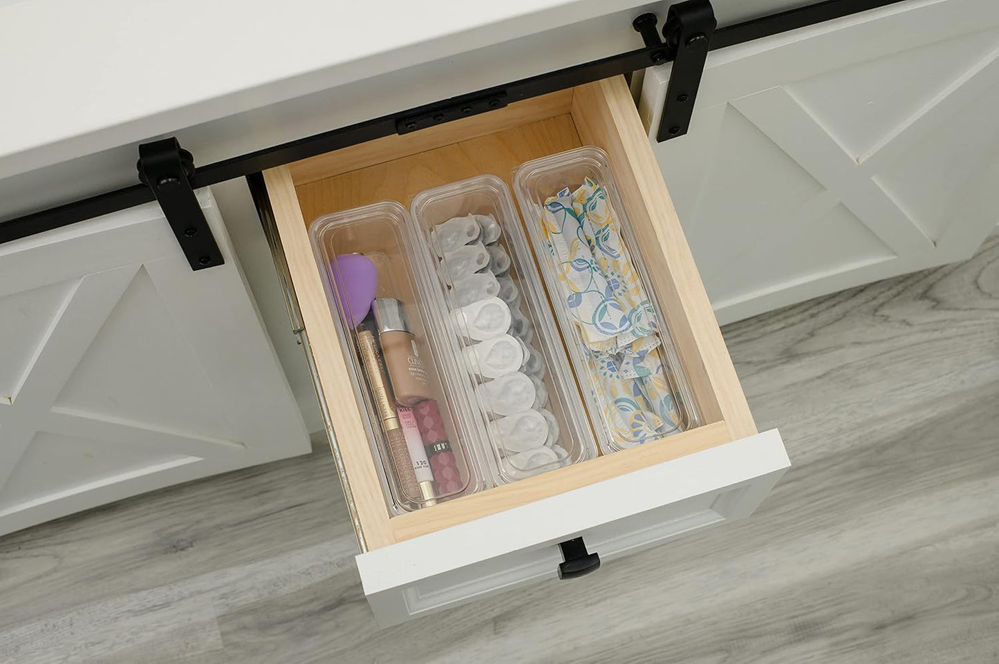 Best Kept 6 Bin Pack, Long Home Organizer Storage Boxes with Lids, Translucent Clear
