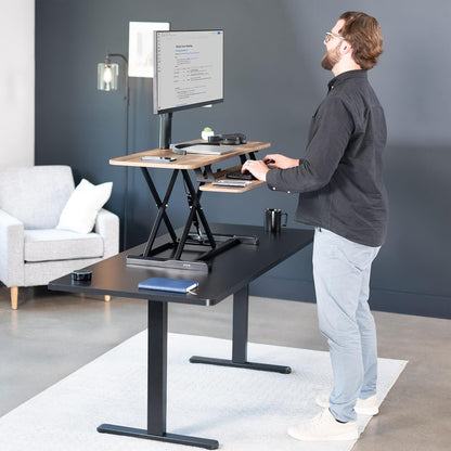 VIVO 26 inch Desk Converter, K Series, Height Adjustable Sit to Stand Riser, Dual Monitor and Laptop Workstation with Keyboard Tray, Black, DESK-V026KB