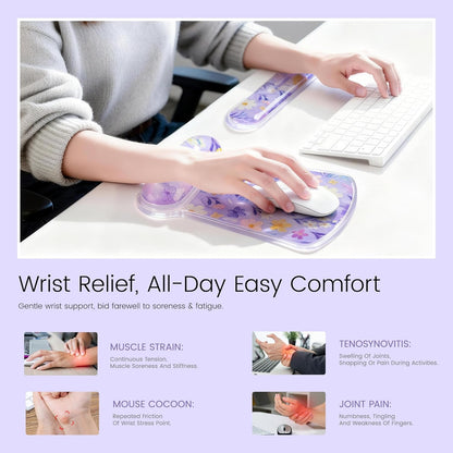 Ospelelf Mouse Pad with Wrist Rest and Ergonomic Gel Keyboard Hand Wrist, Support for Typing Gaming, Relieve Wrist Pain, Cool & Easy to Clean, for Office, Programmer, Home Computer Use, Pink
