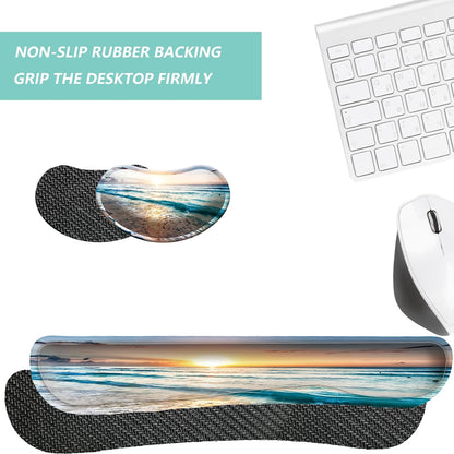 Keyboard Wrist Rest Mouse Wrist Support Set, Memory Foam Wrist Rest Pad for Computer Laptop Keyboard Mouse, Ergonomic Wrist Cushion Support for Typing Pain Relief, Gaming Home Office, Purple