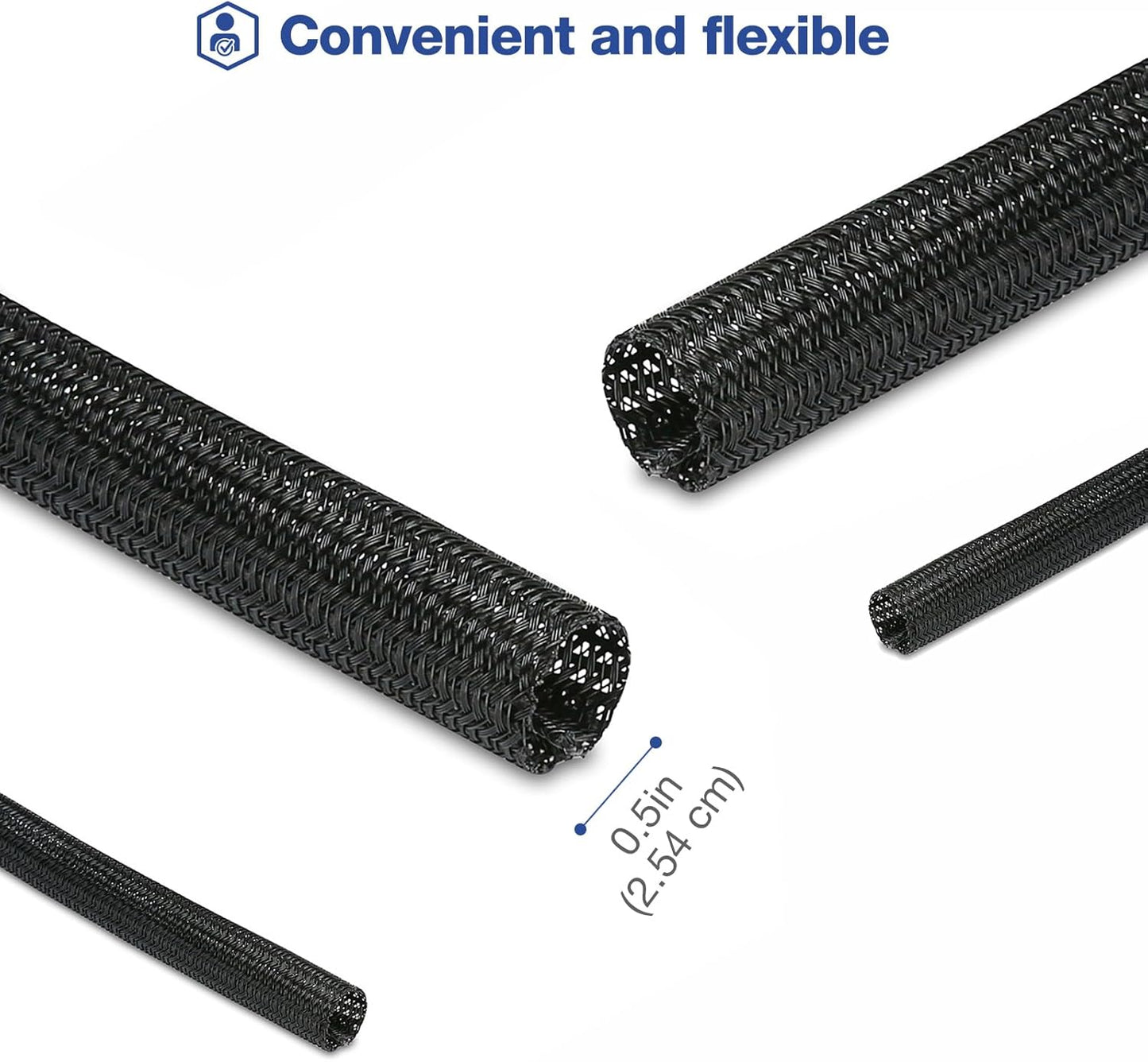 JOTO 4 Pack Cable Management Sleeve, 19-20 Inches Cord Organizer System with Zipper for TV Computer Office Home Entertainment, Flexible Cable Sleeve Wrap Cover Wire Hider System -Black