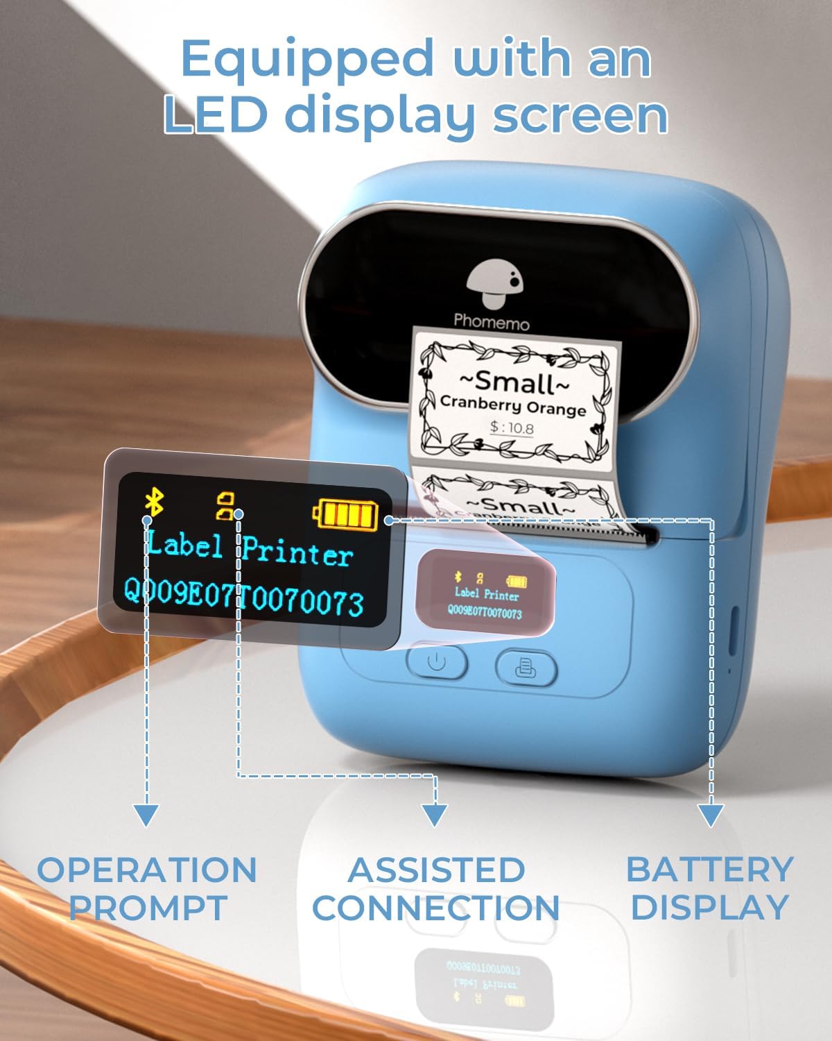 Phomemo M110 Label Makers - Barcode Label Printer Bluetooth Label Maker Portable Thermal Printer for Small Business, Address, Barcode, Logo, Clothing, Mailing, Sticker Printers for Phone & PC, Black