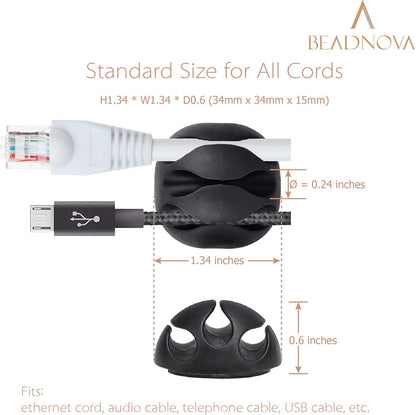 BEADNOVA Cable Clips Cord Organizer Cable Management Wire Cord Holder 24 Pcs Adhesive Wire Holder for Car Charging Accessory PC Office (Black,1 Slots, 2 Slots, 3 Slots,5 Slots)
