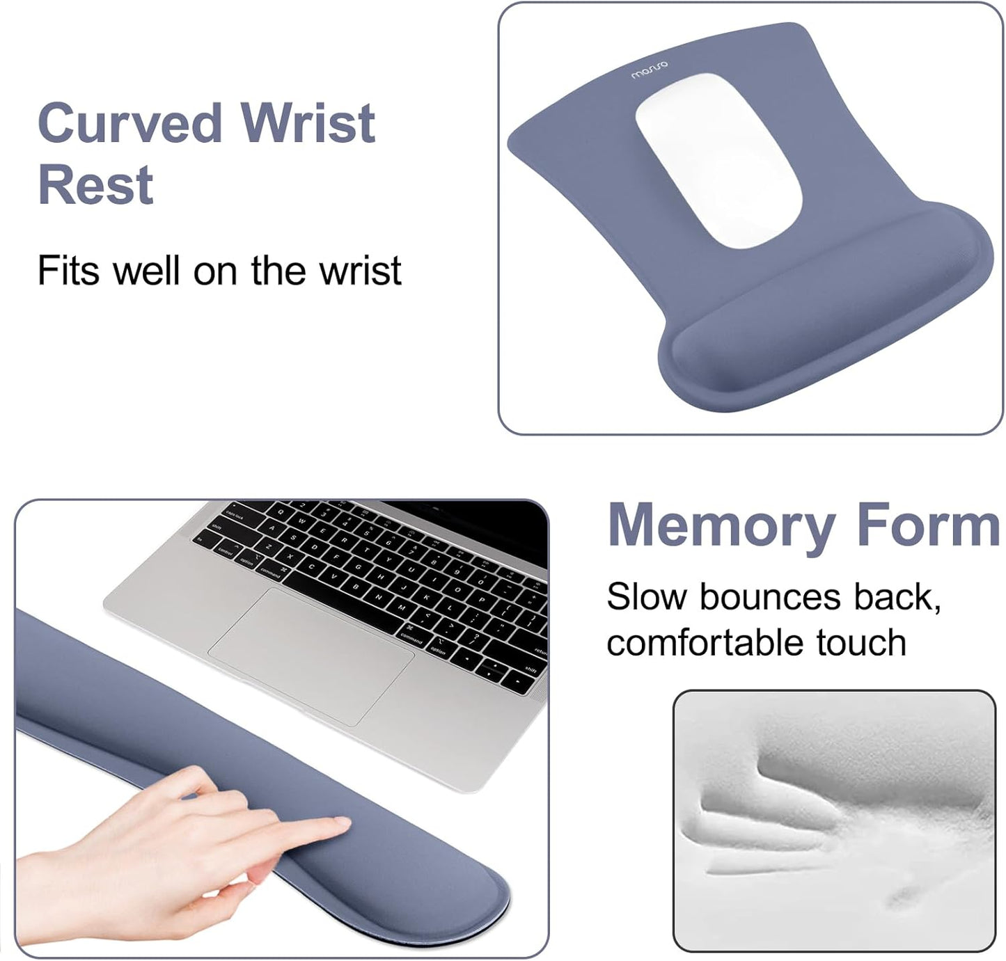 MOSISO Wrist Rest Support for Mouse Pad & Keyboard Set, Ergonomic Mousepad Non-Slip Base Home/Office Pain Relief & Easy Typing Cushion with Neoprene Cloth & Raised Memory Foam, Apricot