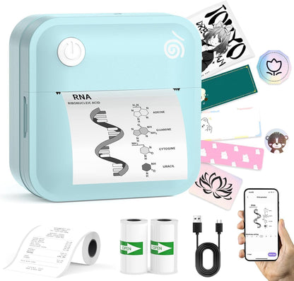 lopevi Label Maker Machine Portable Label Printer with Multiple Templates Wireless BT Label Maker for Home Office School Organization (Blue)