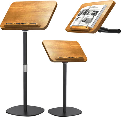 NAMON 2-in-1 Dual-use Floor & Desktop Book Stand, Sturdy Metal & Wood Build, Height Adjustable from 16.5" to 51", Floor Reading Stand for Sheet Music, Cookbooks, Projector (White, 11.8" x 16.5" Panel)