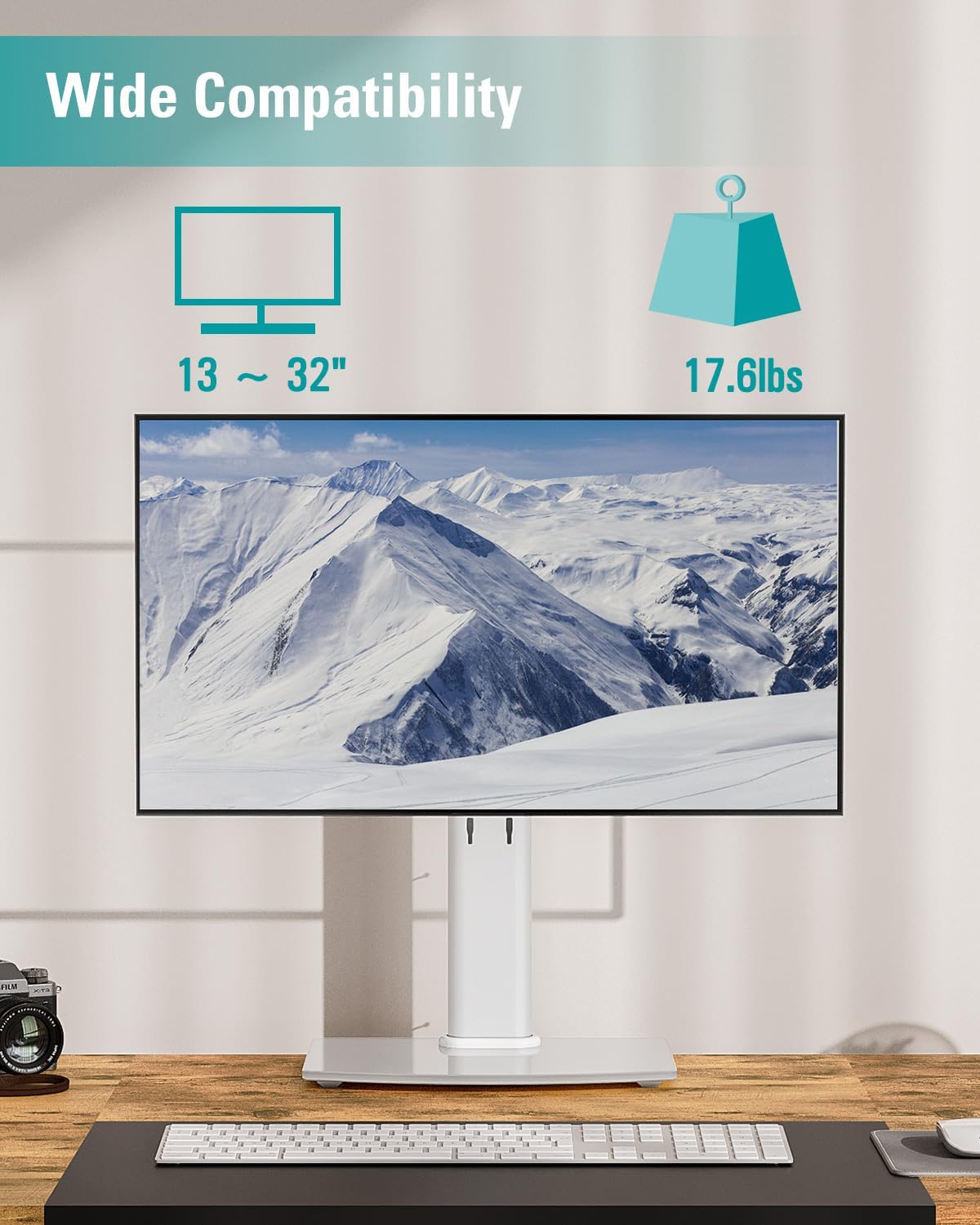 MOUNT PRO Single Monitor Stand Fits Max 32 inch Screen, Free-Standing Computer Desk Stand, Display Mount with Height Adjustable, Swivel, Tilt, Rotation, VESA Monitor Stand 100x100