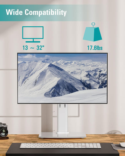 MOUNT PRO Single Monitor Stand Fits Max 32 inch Screen, Free-Standing Computer Desk Stand, Display Mount with Height Adjustable, Swivel, Tilt, Rotation, VESA Monitor Stand 100x100