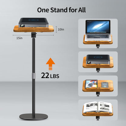NAMON 2-in-1 Dual-use Floor & Desktop Book Stand, Sturdy Metal & Wood Build, Height Adjustable from 16.5" to 51", Floor Reading Stand for Sheet Music, Cookbooks, Projector (White, 11.8" x 16.5" Panel)