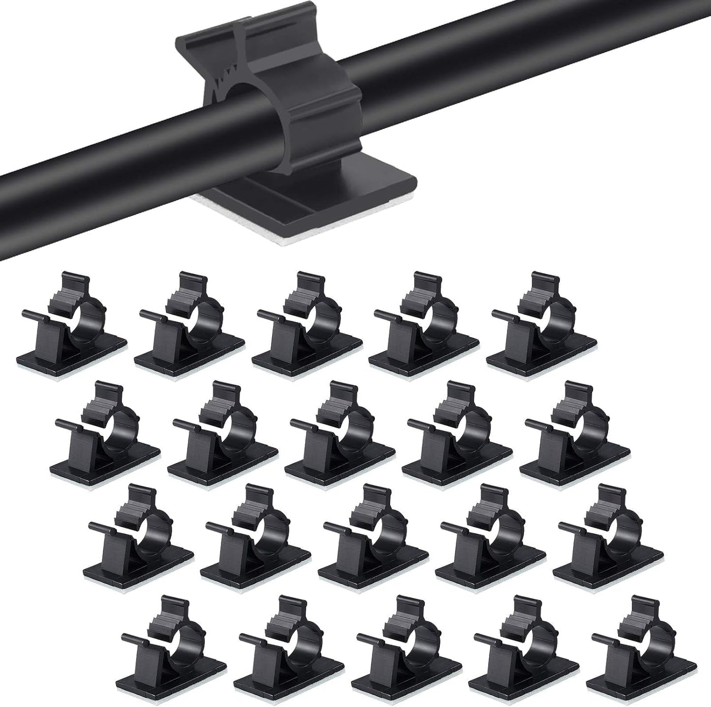 Viaky 30 Pcs Black Cable Wire Clips Adjustable Nylon Wire Holder Adhesive Cable Management Suitable for Maximum Diameter 0.5 inch (12.5mm) Cables