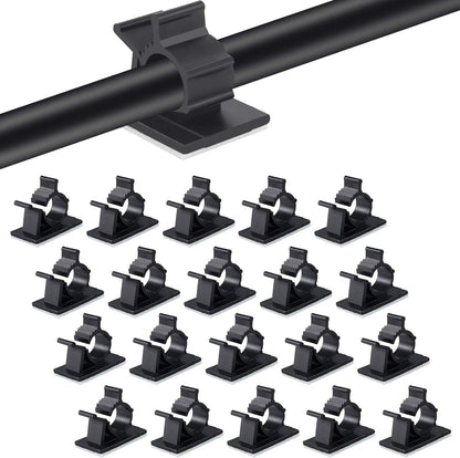 Viaky 30 Pcs Black Cable Wire Clips Adjustable Nylon Wire Holder Adhesive Cable Management Suitable for Maximum Diameter 0.5 inch (12.5mm) Cables