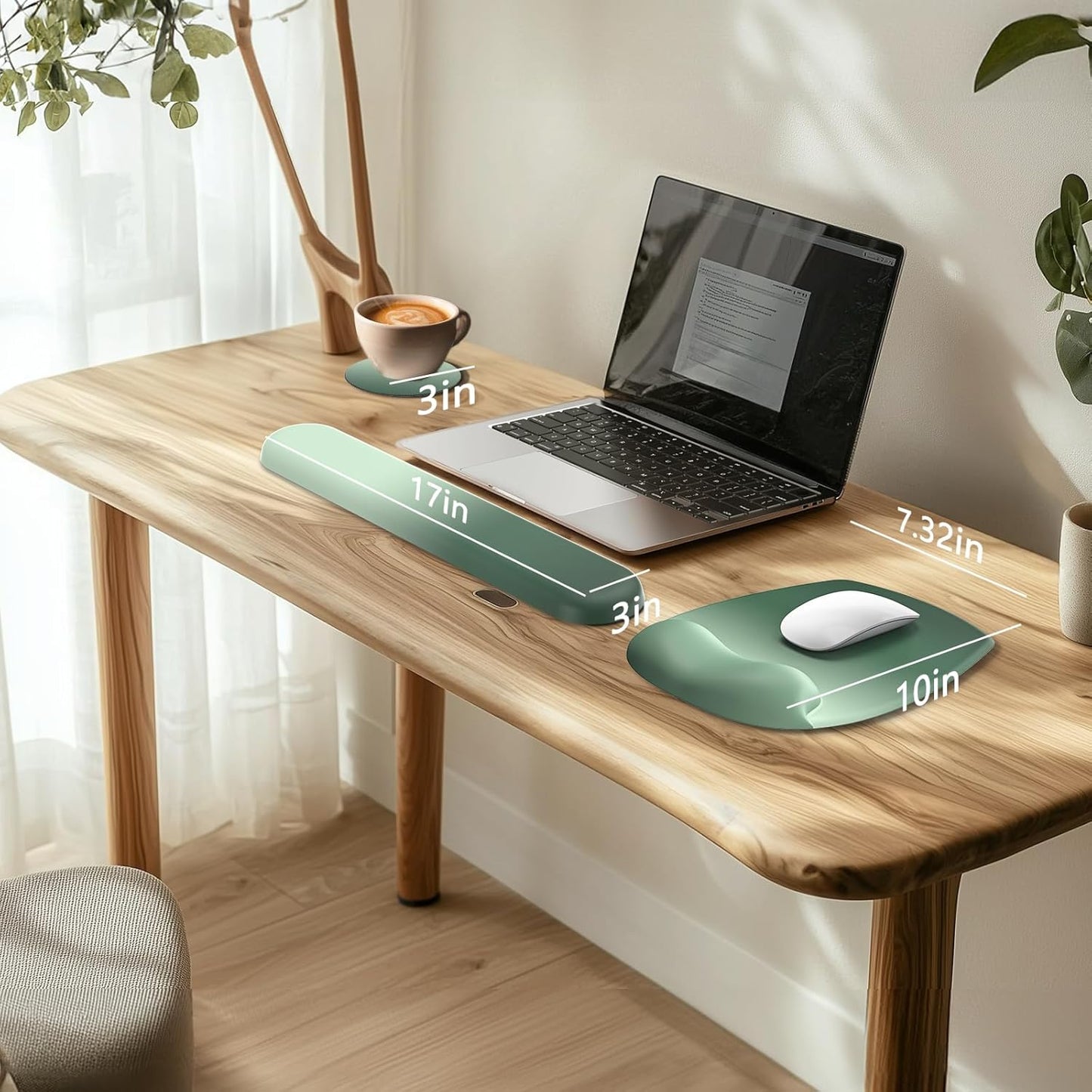 AKIT Ergonomic Mouse Pad with Wrist Rest& Keyboard Wrist Rest, Wrist Rest for Computer Keyboard, Pain Relief, Non-Slip Gel Base, Mousepad Wrist Support for Gaming, Office, Waterdrop Shaped Pink