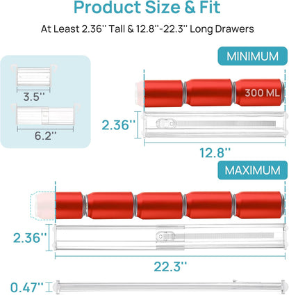 Vtopmart 8 Pack 6" Tall Upgrade Drawer Dividers for Big and Deep Drawer, 12.8"-22.3" Adjustable Expandable Dresser Drawer Organizer, Clear Plastic Separators for Dresser, Baby Supplies, Kitchenware