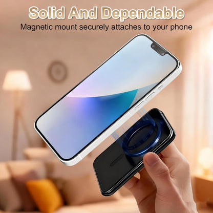 Magnetic Phone Stand, Compatible with All Smartphones 17/16/15/14/13/12 Series, Slim PU Leather Desk Stand with Angle Adjustment, Portable & Includes 1 Strong Magnetic Ring for Any Phone(Pink)