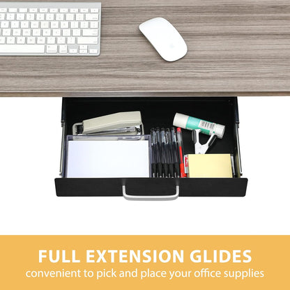 Gome Under Desk Pull-Out Drawer - Storage Organizer Office Mounted, Easy Slide-Out Pencil Drawer for Saving Space, Under Flat-Top Desk Storage Ideal for Sit-Stand Workstation