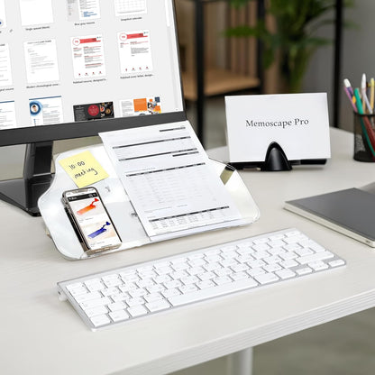 MemoScape PRO Adjustable in-Line Document Copy Holder for Desk - Help Boost Productivity and Reduce Neck Strain - Paper Holder Stand for Desk - Office & Home Organization Accessory - White