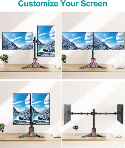 MOUNT PRO Single Monitor Stands Fits 13-32 inch/17.6 lbs Screen, Free-Standing Computer Monitor Mount for Desk, Display Standing with Adjustable Height/Tilt/Swivel/Rotation, VESA 75x75 100x100